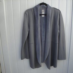 Chico's Cardigan Open Front Zenegy Gray Fleece (Size1) = Medium